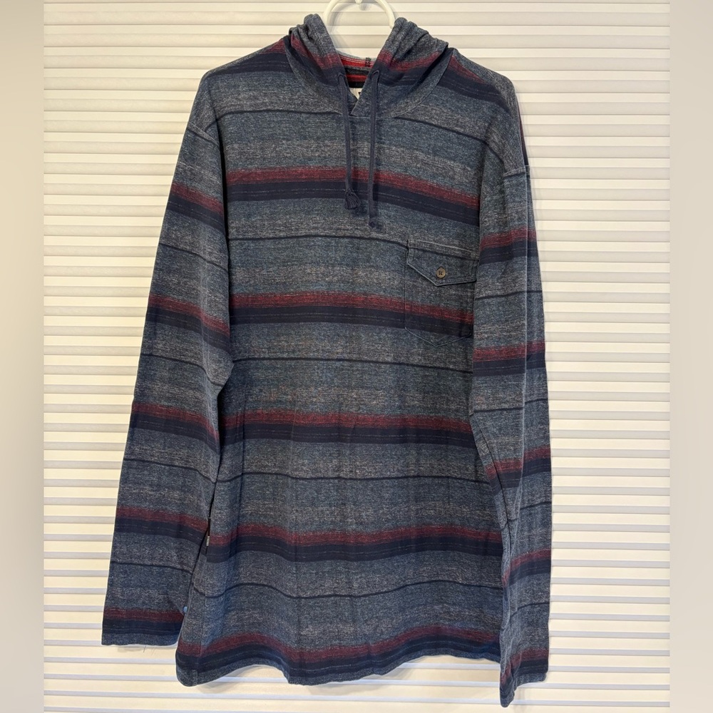 Mens XL VISSLA Blue and Red Striped Hoodie